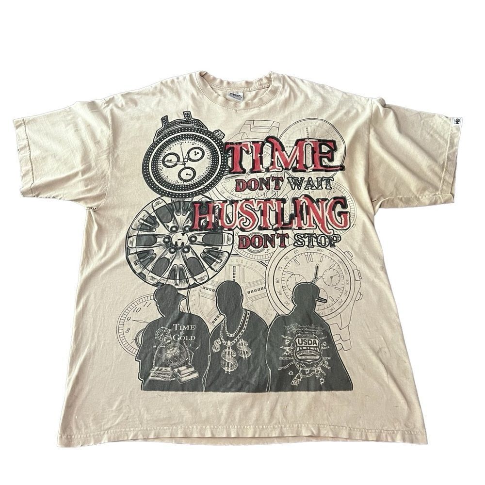 Vintage Thrashed Time Don’t Wait Hustling Don’t Stop 3X Tall T Shirt